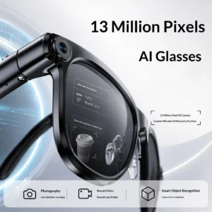 Lunettes IA Connectées / Caméra HD Anti-Shake, Reconnaissance d'Objets