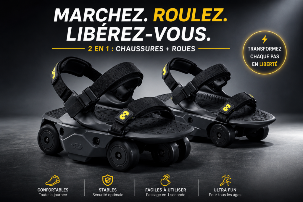 Chaussures Robotiques à Roues avec Algorithme de Marche IA — City Walk ou Tout-Terrain