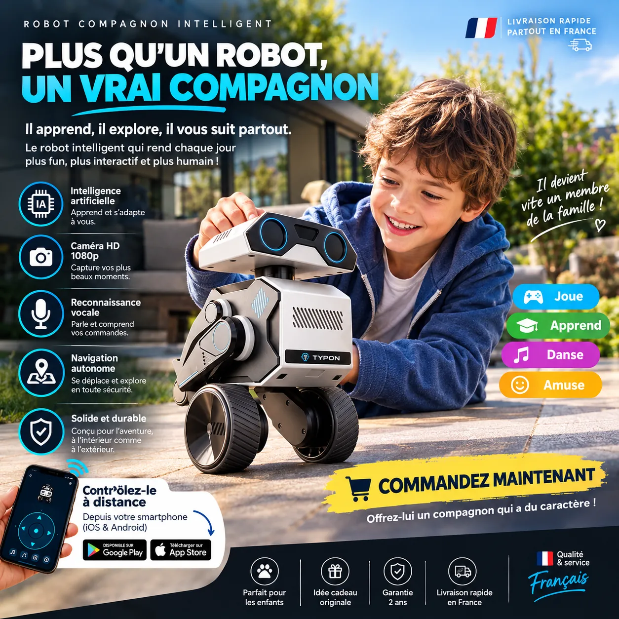WYNDME 01 Pro / Robot Compagnon IA, Reconnaissance Vocale & Surveillance à Distance – Image 4