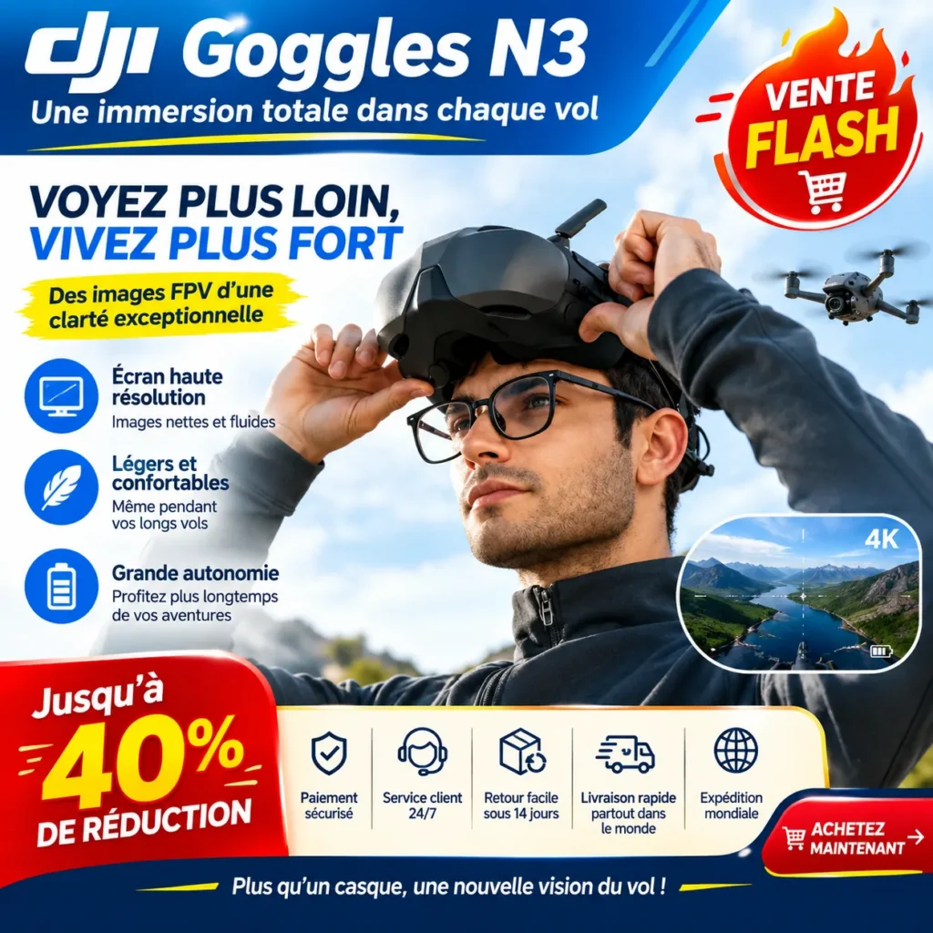 DJI Goggles N3 / L'Accès FPV DJI au Meilleur Prix, Écran HD 1080p