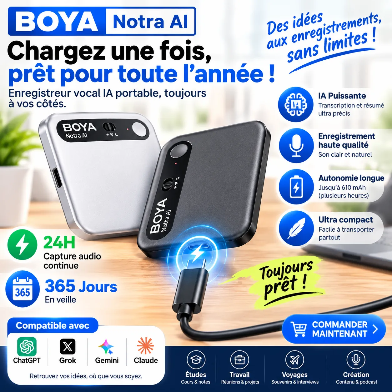 BOYA Notra / L'Enregistreur IA Professionnel pour Conférences et Interviews – Image 5