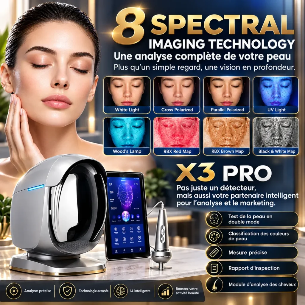 Analyseur 3D Peau & Cuir Chevelu / Diagnostic IA à Plus de 20 Indicateurs, pour Salon