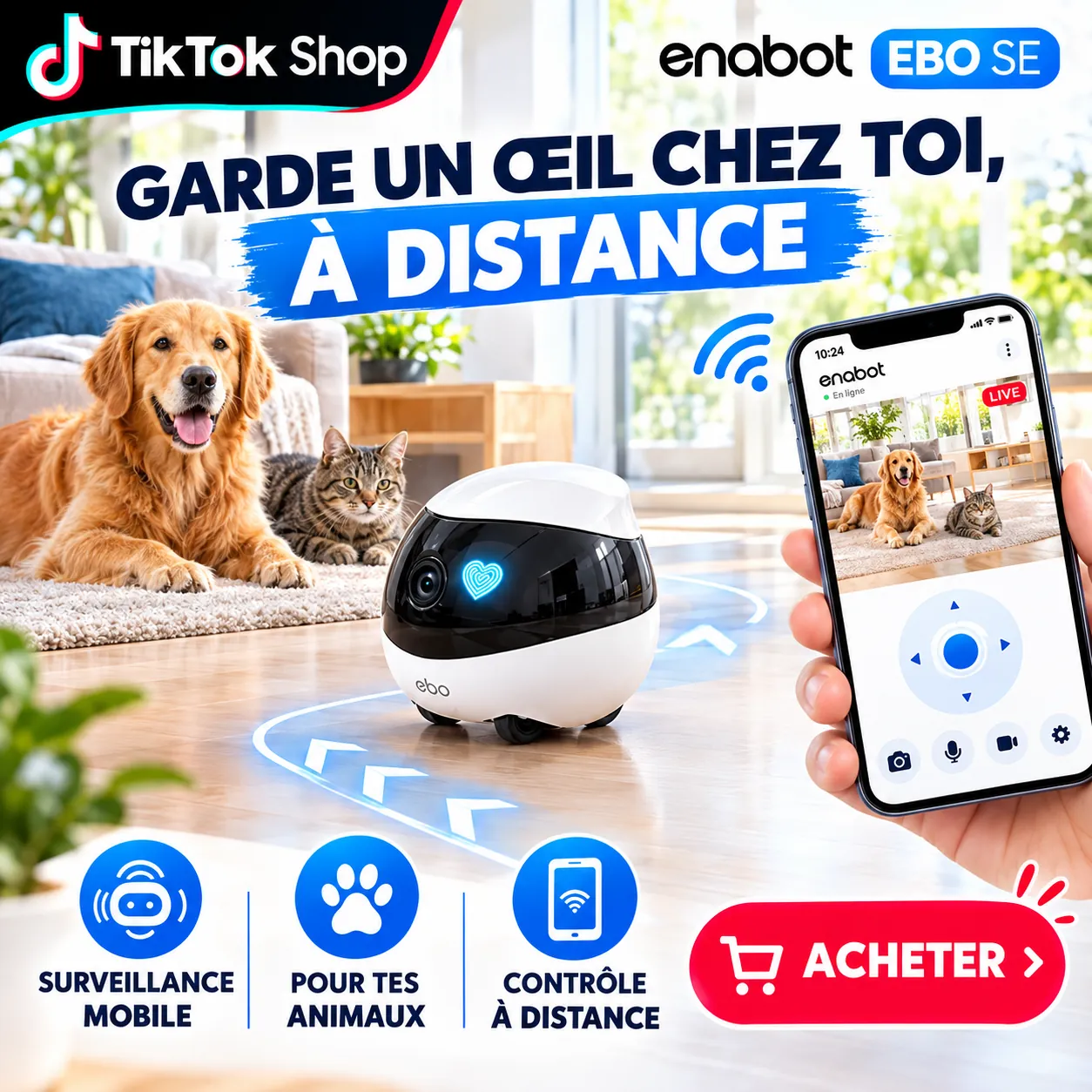 Enabot EBO SE / Surveille tes Animaux et ta Maison, Où que tu Sois – Image 4