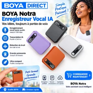 BOYA Notra / L'Enregistreur IA Professionnel pour Conférences et Interviews