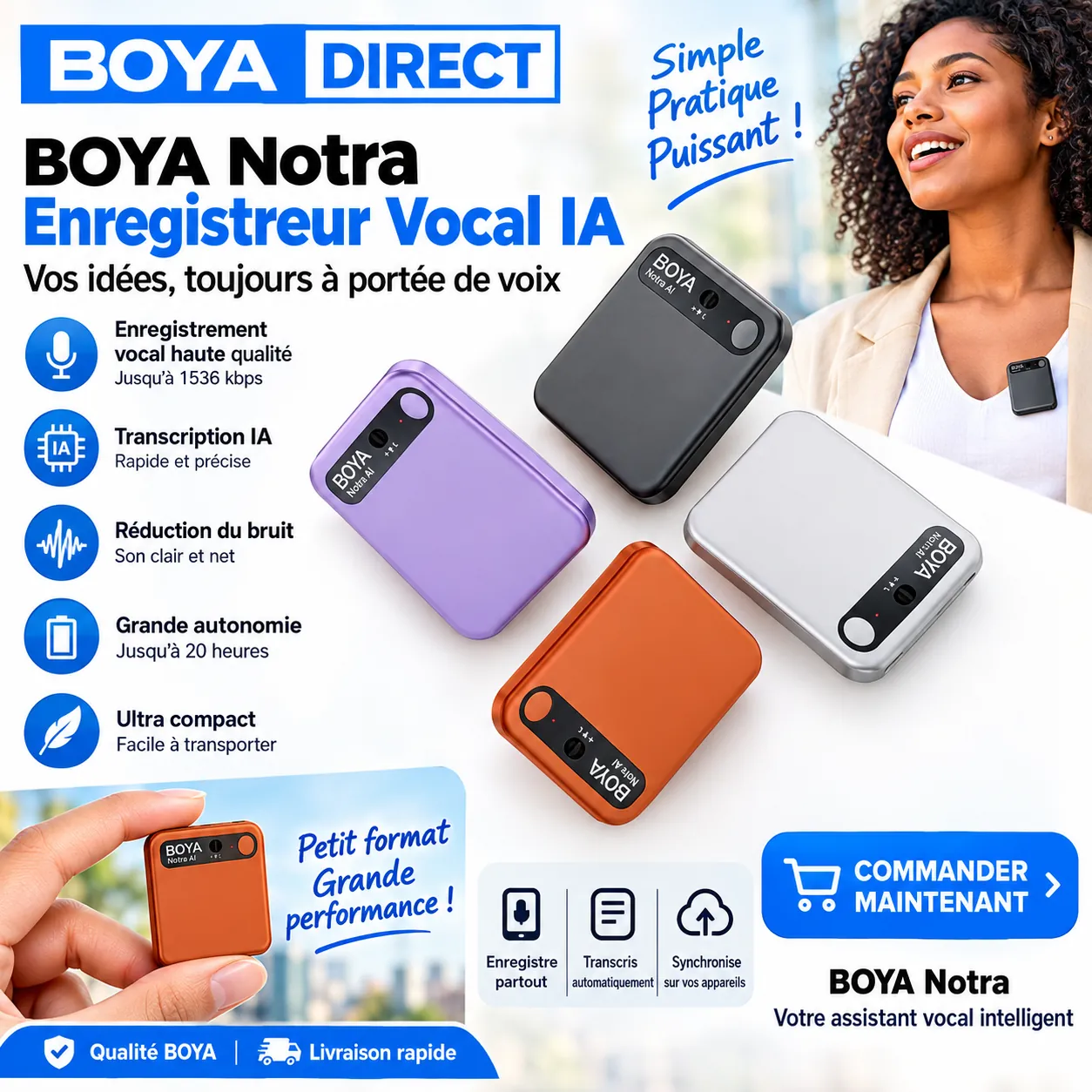 BOYA Notra / L'Enregistreur IA Professionnel pour Conférences et Interviews