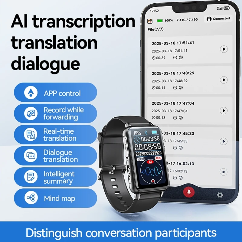 Enregistreur Vocal IA au Poignet / Traduit et Retranscrit tes Conversations
