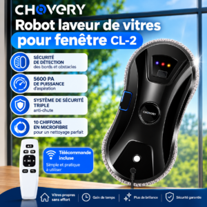 Robot Nettoyeur de Vitres IA / Vitres Impeccables Sans Effort, Télécommande